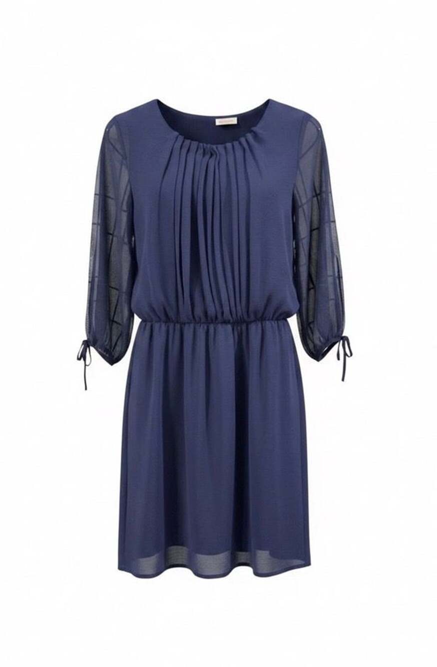 Emma & Michele Women's Size 10 Royal Blue Pleated Chiffon Dress 3/4 Sleeve